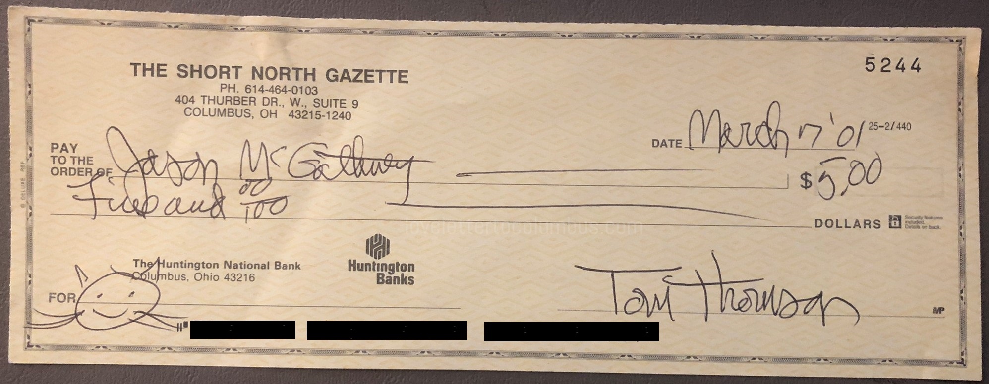 Check from Short North Gazette