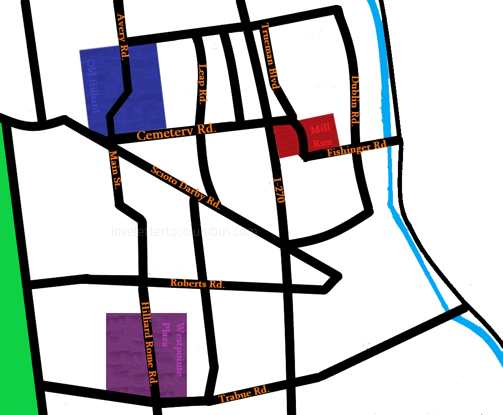 Hilliard Ohio map with districts